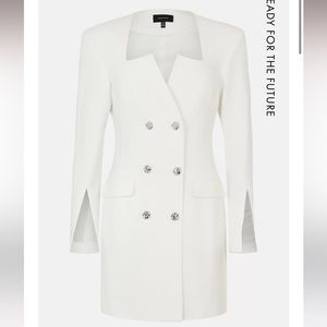 Compact Stretch Viscose Notch Tux Mini Dress